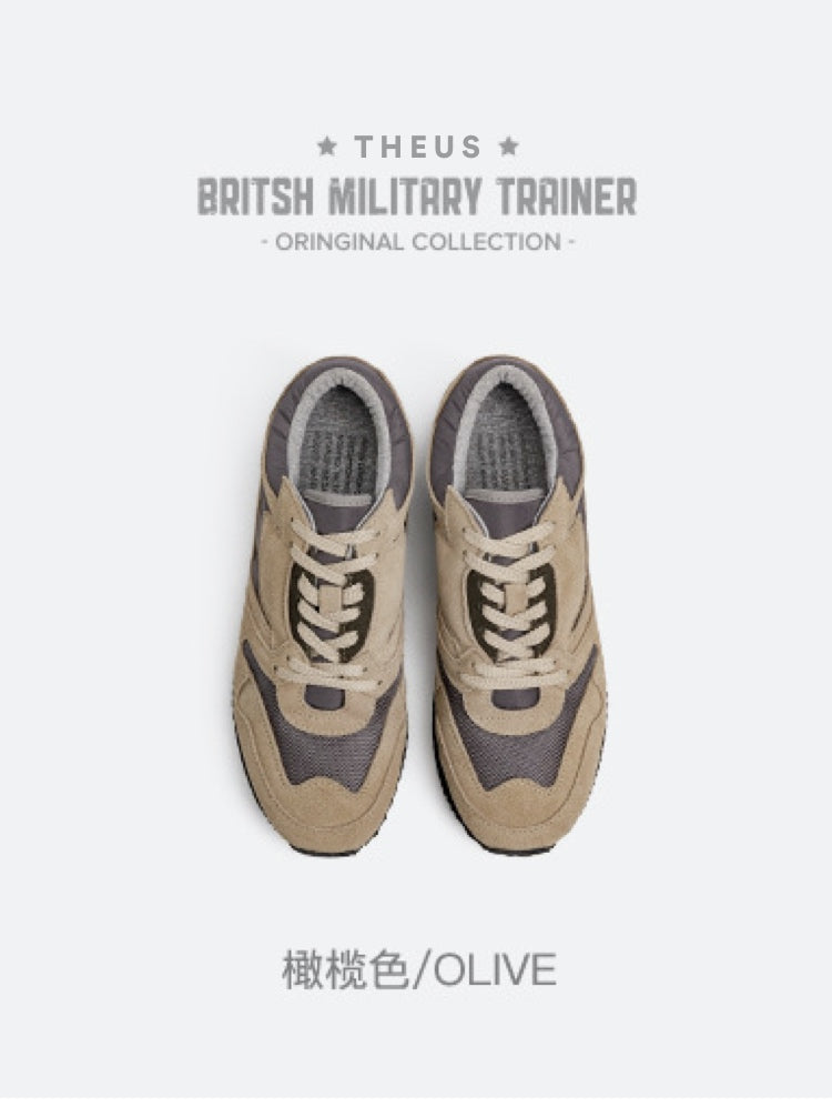 60s British Military Sneakers - Suede Low-Top Casual Shoes with Sand Color Blocking