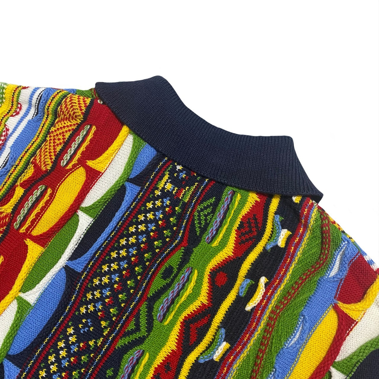 Vintage Loose Lapel Jacquard Bitter Melon Pattern Niche Knit Polo Shirt Short Sleeve Cross Border Menswear