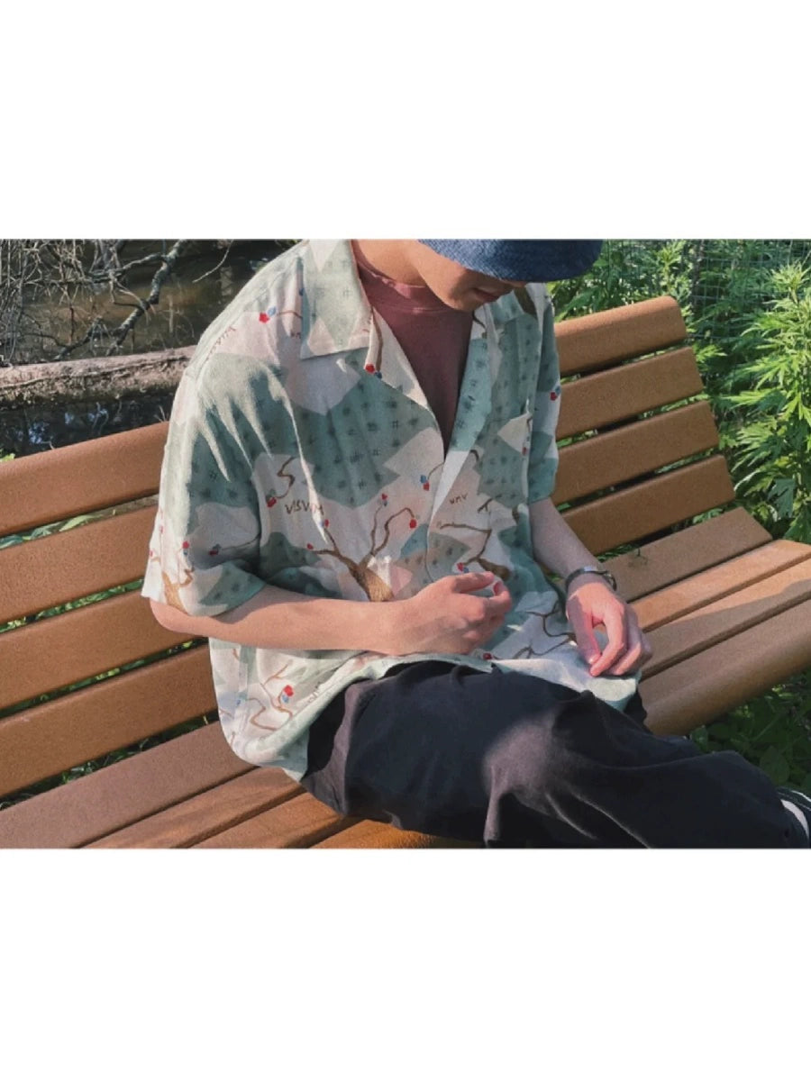 CROSBY HICHI NAKAMURA HAND-DYED HAWAII BLOSSOM RICH SHORT-SLEEVED SHIRT