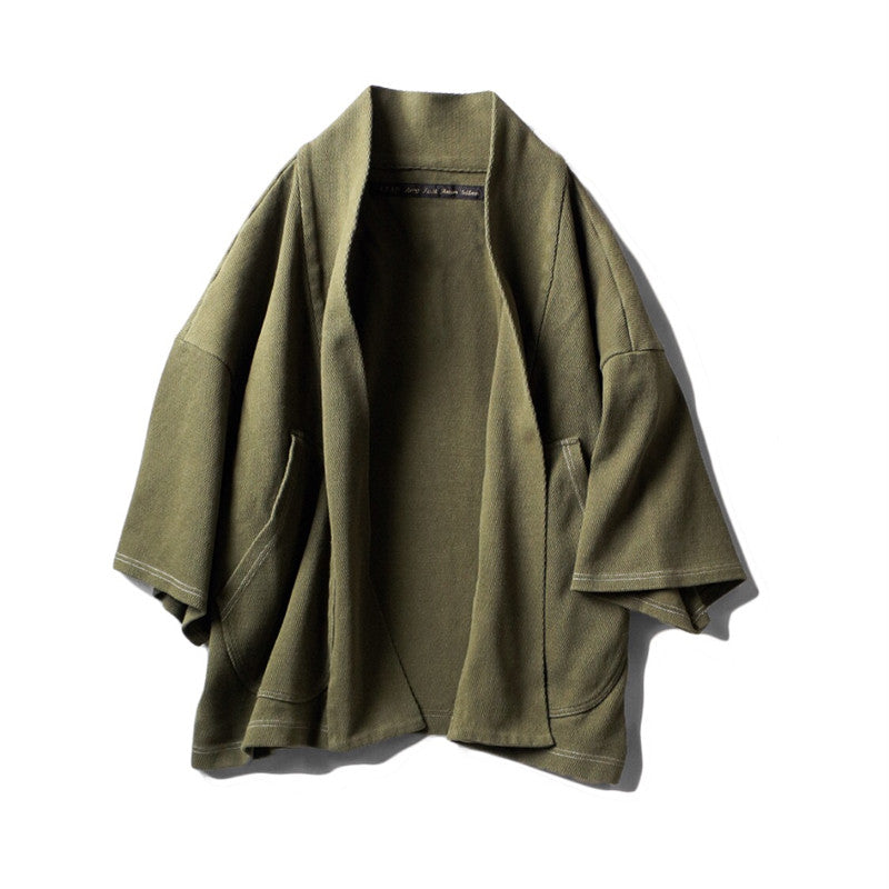 Batik washed two-color Japanese and Korean cotton breathable loose short-sleeved robe
