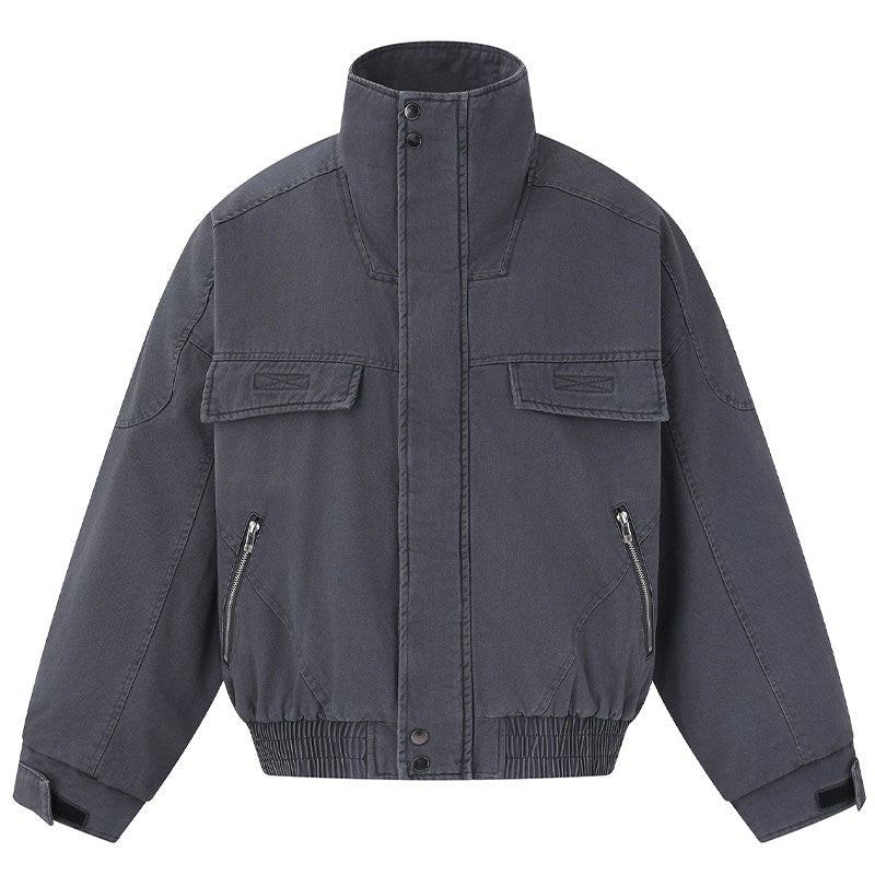 Washed Cargo Flight Jacket – Vintage Drop-Shoulder Oversized Unisex