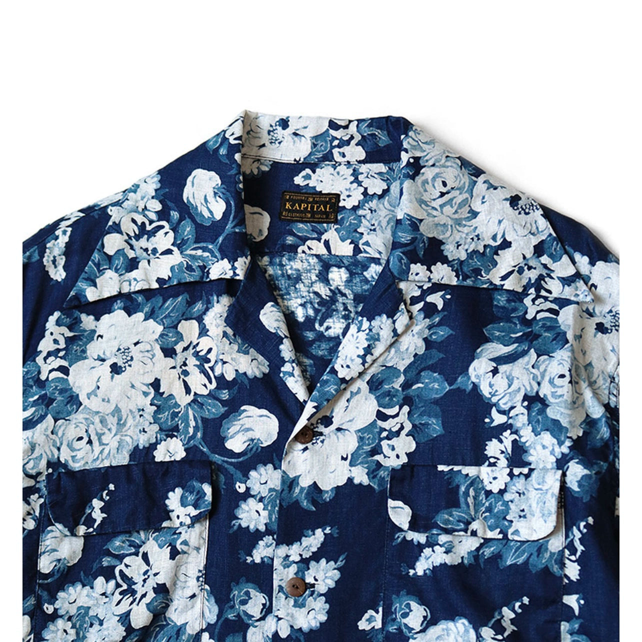 Japanese casual disconnect blue flower breasted loose long-sleeved shirt jacket