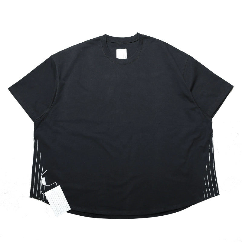 Clearance handling is very loose SFC side stripe wide cotton short sleeve Japanese loose