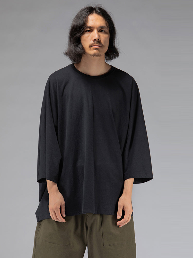 Original design men's knitted spring and summer cotton loose long-sleeved T-shirt thin top