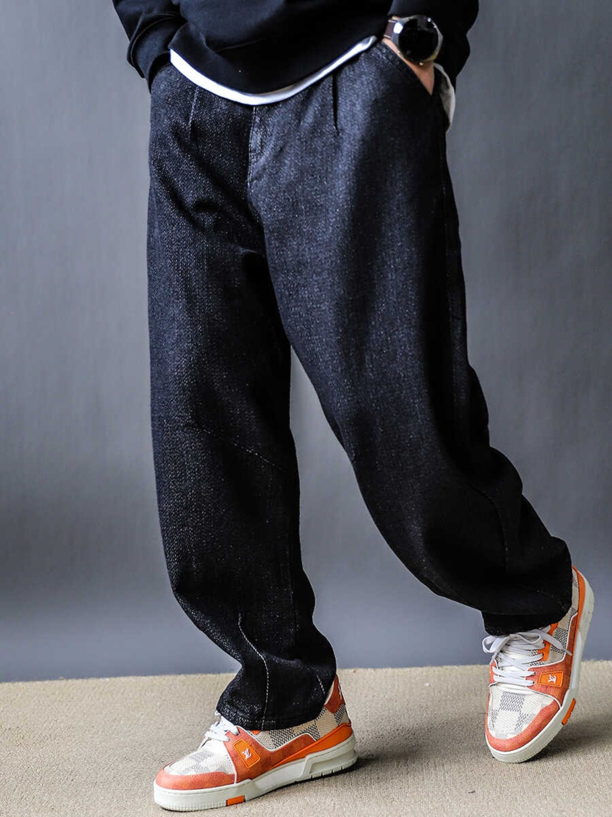 Black Jeans Men's 2024 New Spring Thin High Street Loose Fried Street Handsome Straight Leg Casual Long Pants