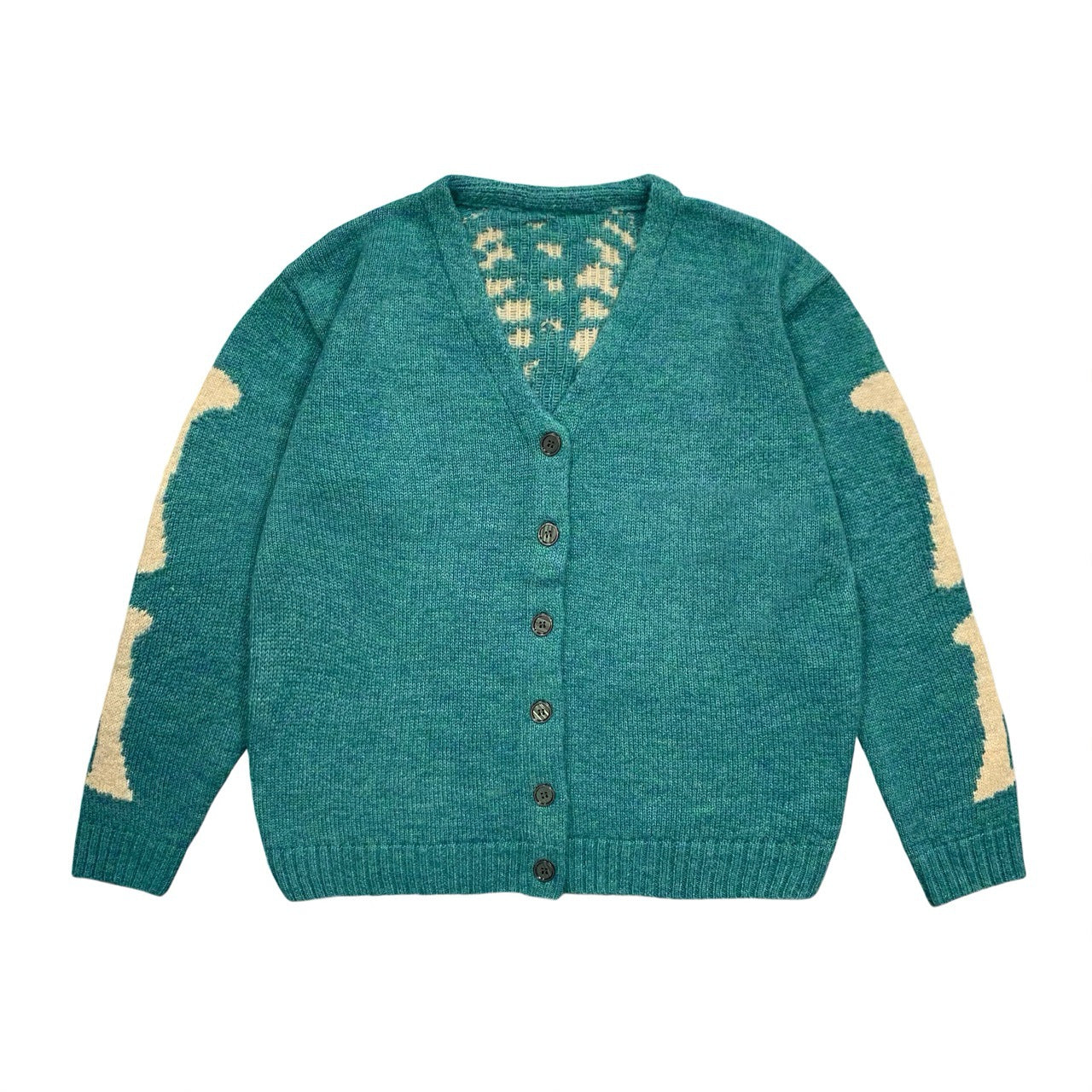 vintage Hirata and Hiroshi V-neck ribbed skeleton Japanese knitted loose cardigan sweater