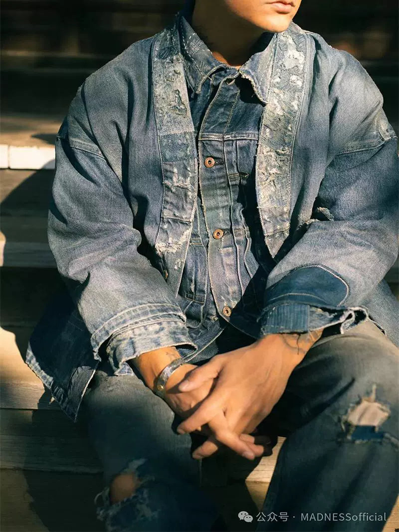 Denim jacket washed old vintage