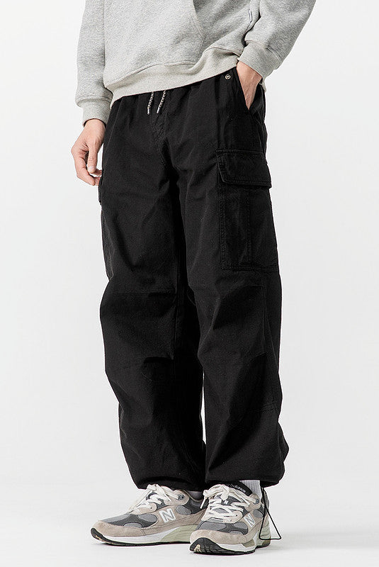 Heavyweight Washed Cargo Pants – Loose Straight Leg Men's Workwear Trousers