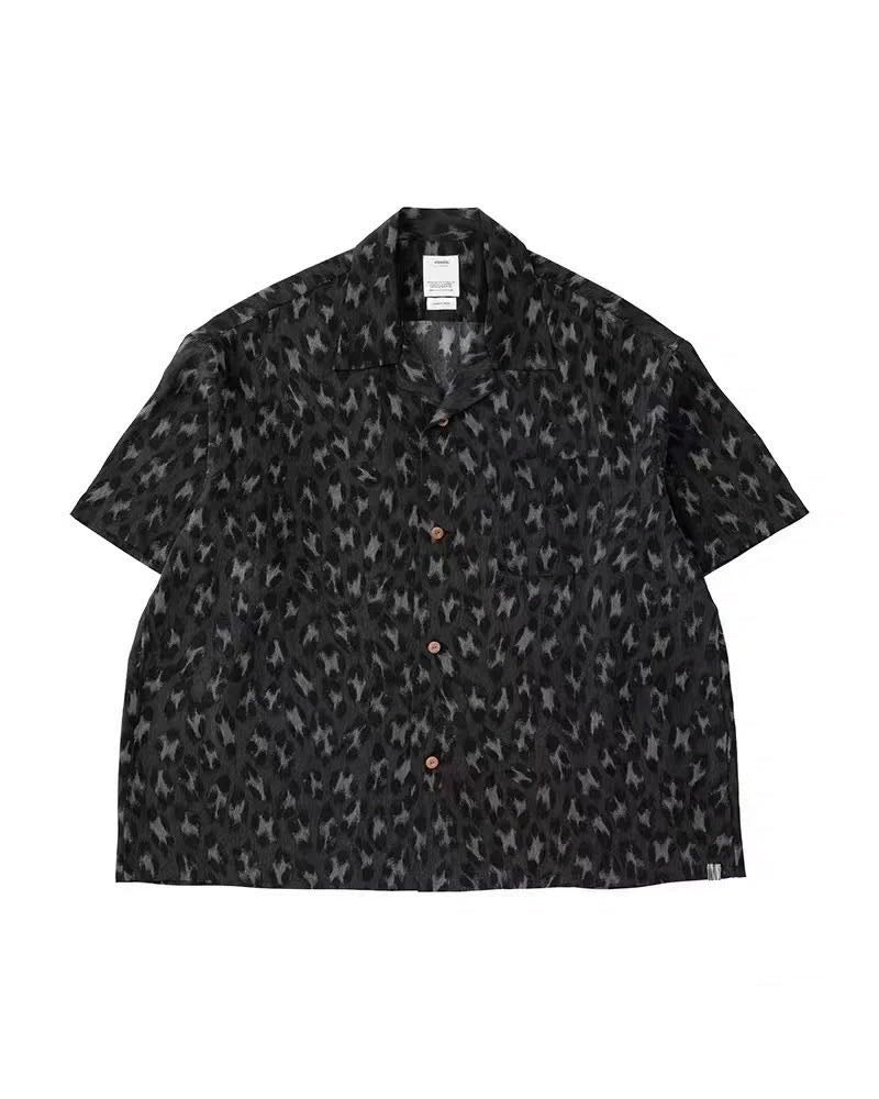 caban Nakamura Japanese couple casual Hawaiian leopard print short sleeve cardigan shirt