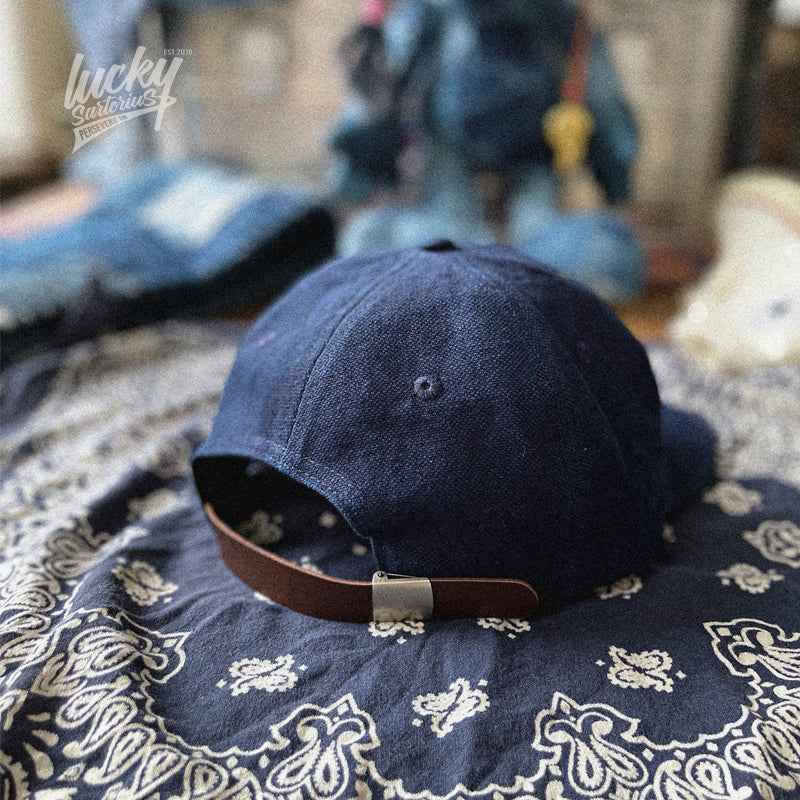 Japanese blue indigo baseball cap adjustable short brim cap