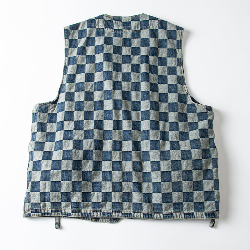 American casual retro plaid denim vest multi-pocket denim sleeveless overalls vest young couple waistcoat
