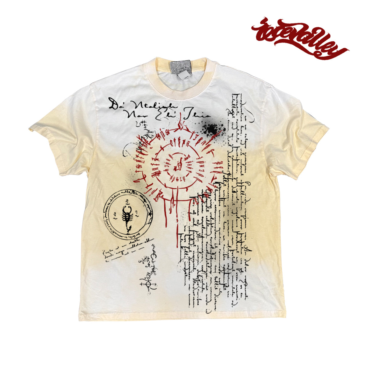 Dark Subculture Heavy Tie-Dye Vintage Tattoo Vintage Versatile Style Short Sleeve T-Shirt