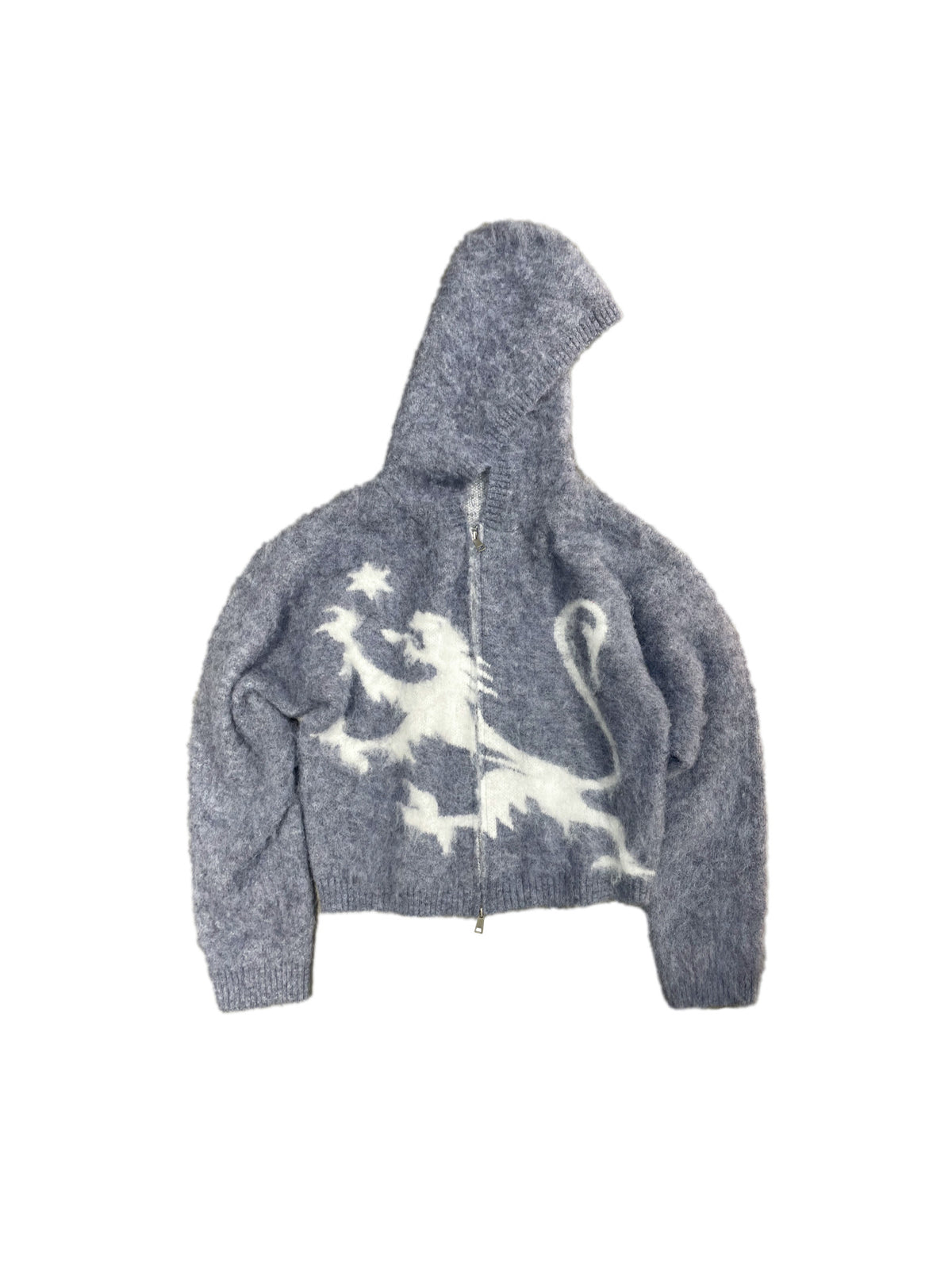 Mink Jacquard Knit Zip Hooded Cardigan – Soft Heavyweight Loose Unisex Spring Autumn | Yamalinclothes