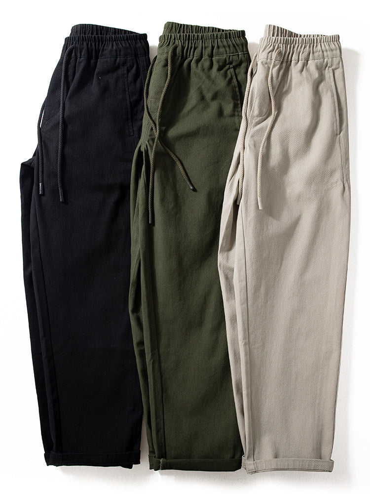 Cotton Work Pants – Drawstring Waist & Relaxed Fit