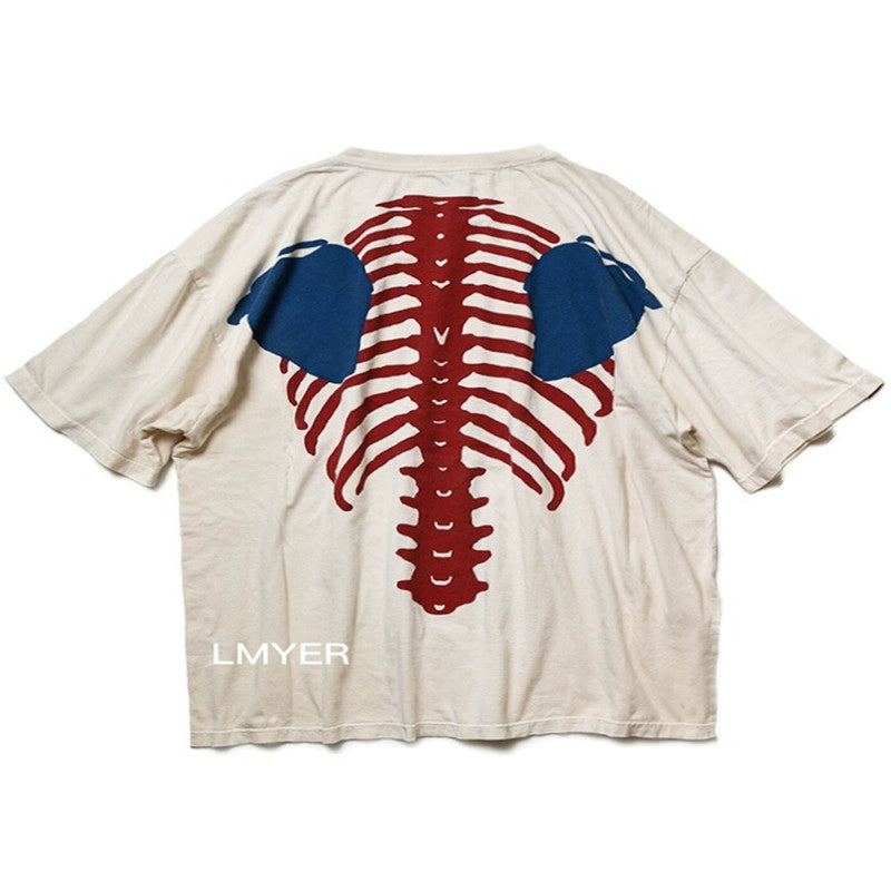 bones ins super fire skeleton loose short sleeve rap with the same size oversize