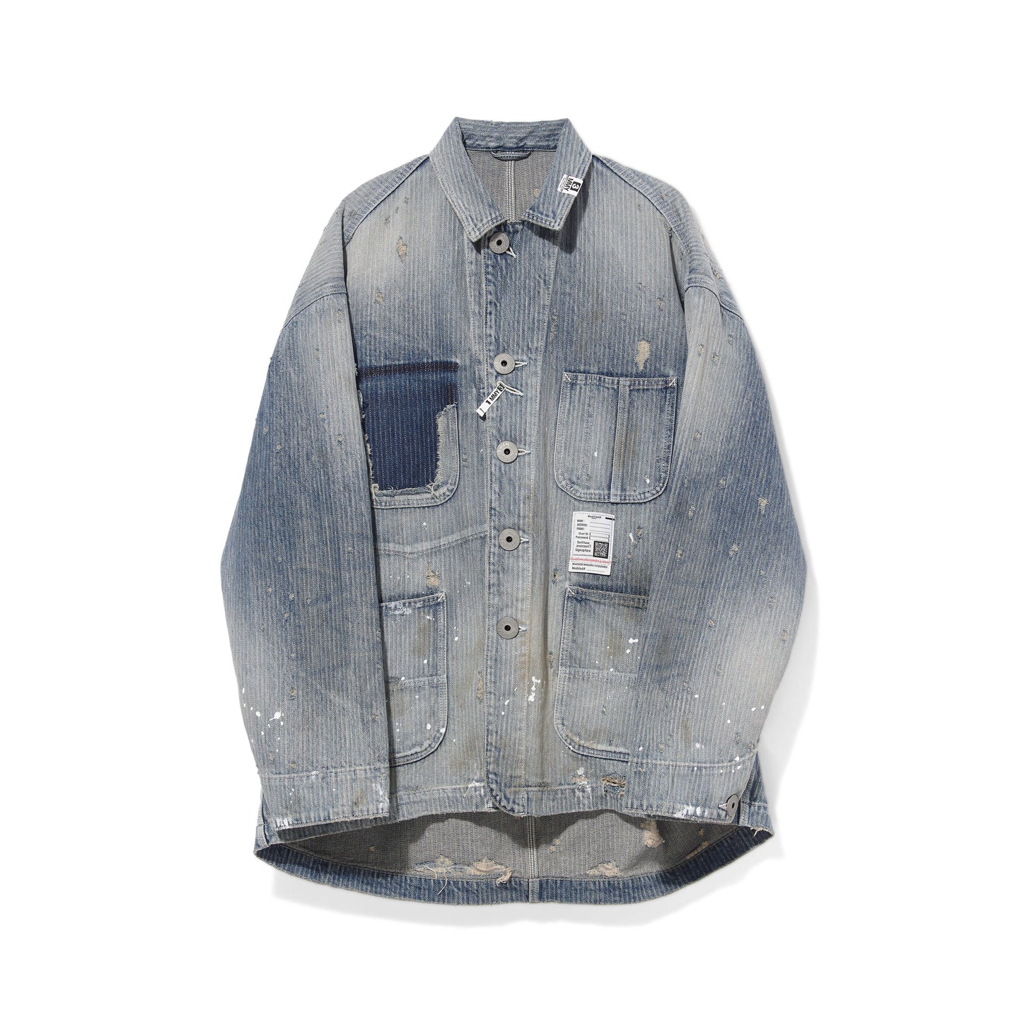 25SS Japanese washed water old loose lapel denim coat