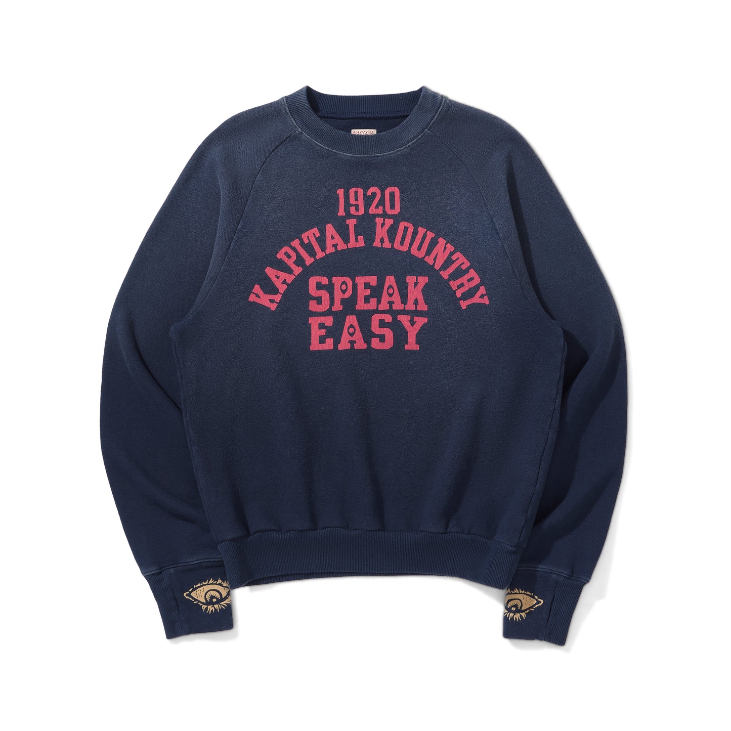 25SS Japanese casual cotton eye print distressed pullover loose crewneck sweatshirt