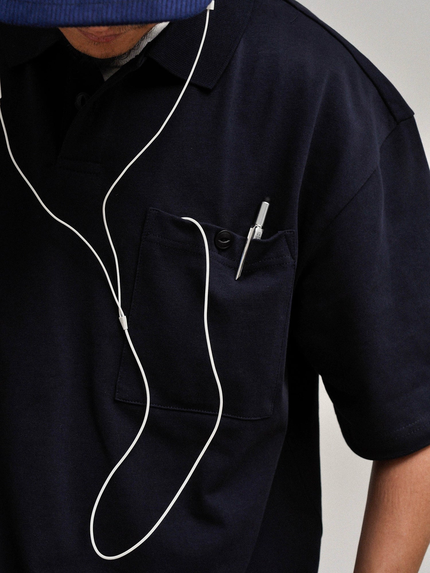 Correct version! Richao heavy 300g piqué loose silhouette cityboy solid color short sleeve polo shirt men