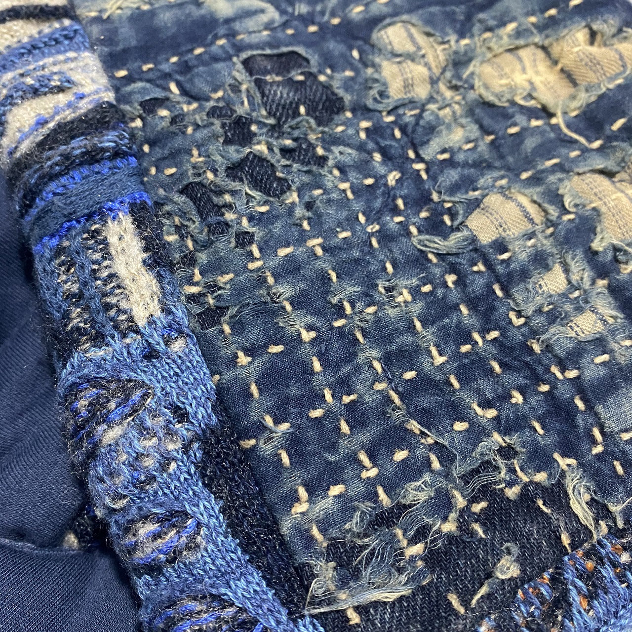 Vintage Hirata and Hiroshi anti-war jacquard patch patchwork scarf