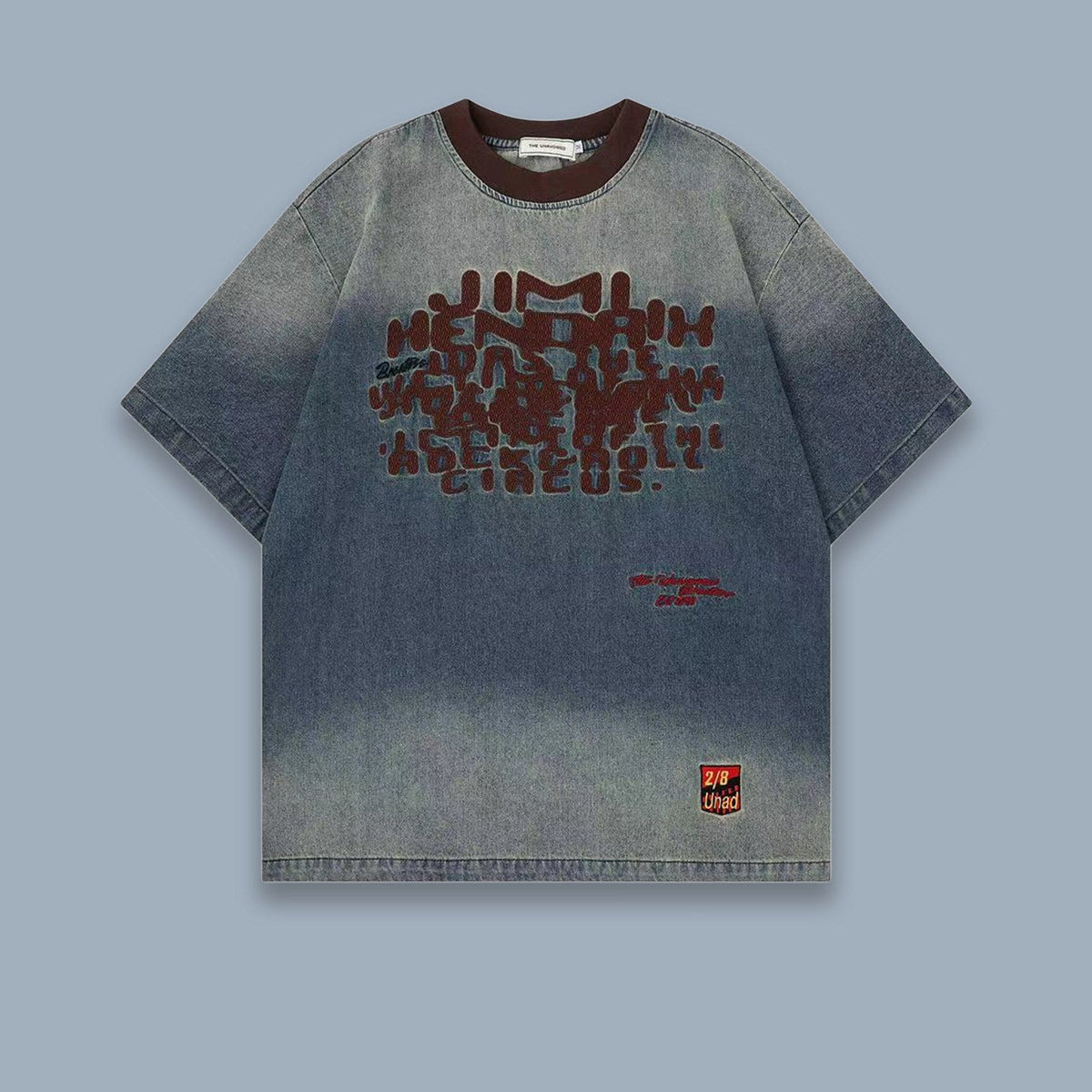 Niche Design American Retro Washed Gradient Letter Creative Short-Sleeve T-Shirt | Yamalinclothes