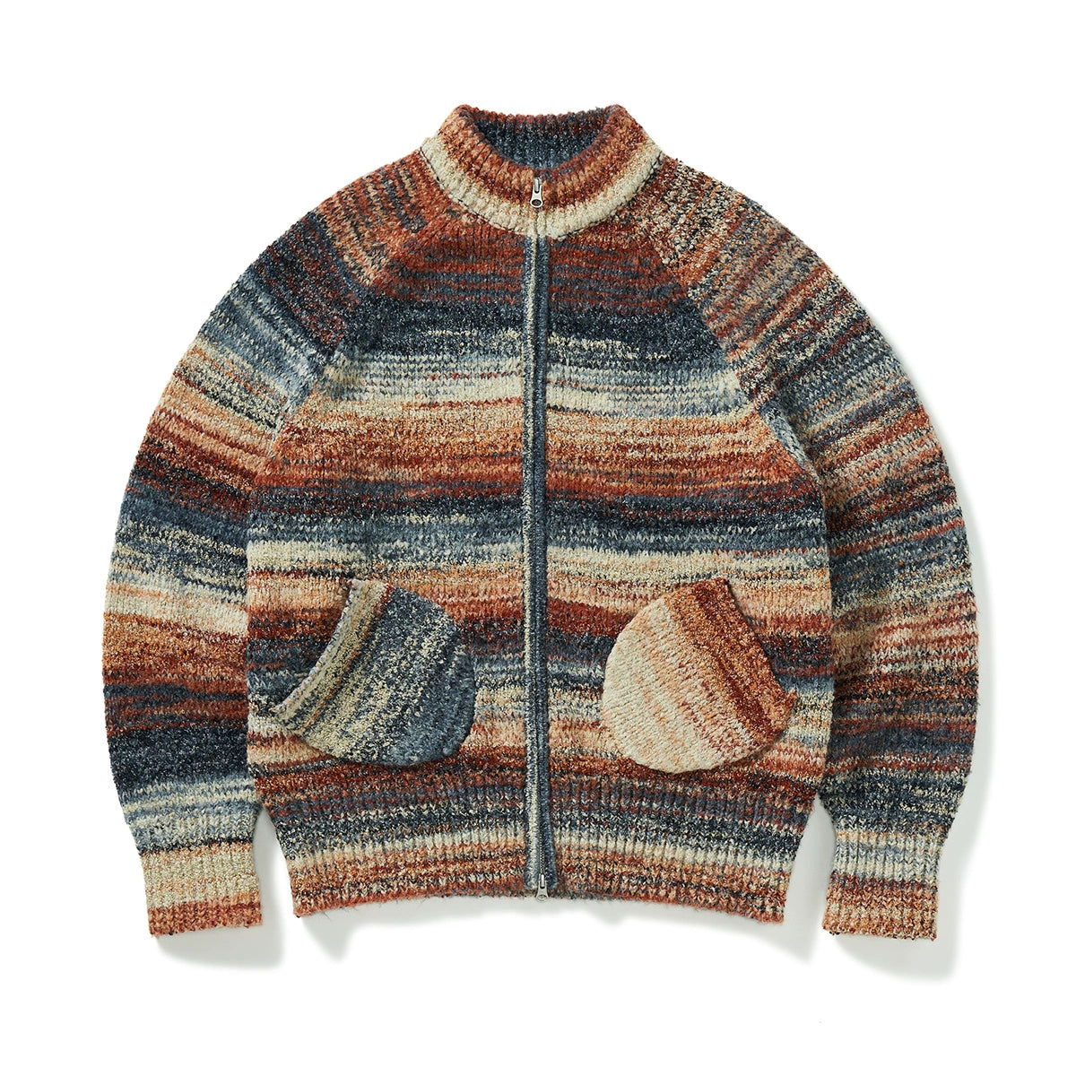 714street cardigan jacket men's couple wear half turtleneck sweater autumn and winter brand sweater striped cardigan