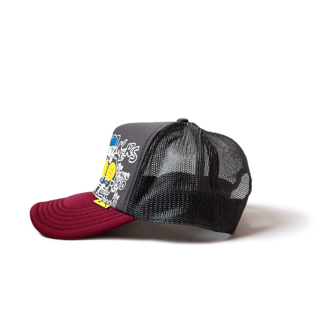 two-color graffiti print smiley face stitching adjustable cap baseball cap