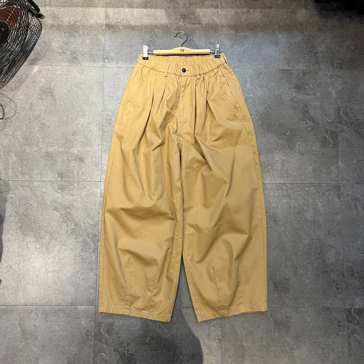 Cotton-Blend Wide-Leg Pants – Pleats & Elastic Waist