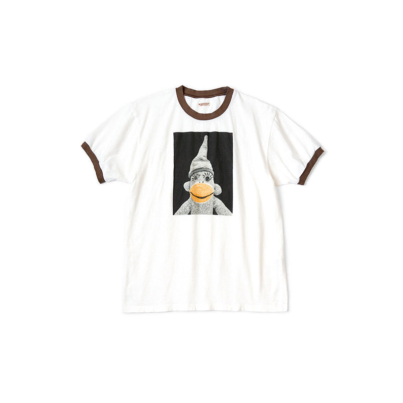 Japanese unisex cartoon little monkey print loose casual crew neck short sleeve T-shirt