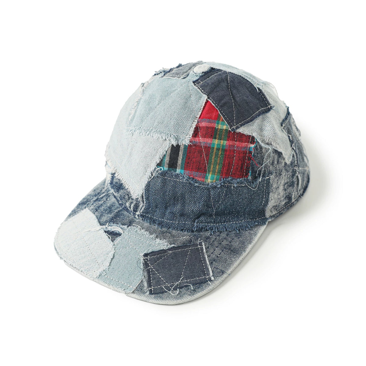 Vintage Patched Distressed Denim Baseball Cap – Japanese Workwear Unisex Adjustable Hat | Yamalinclothes