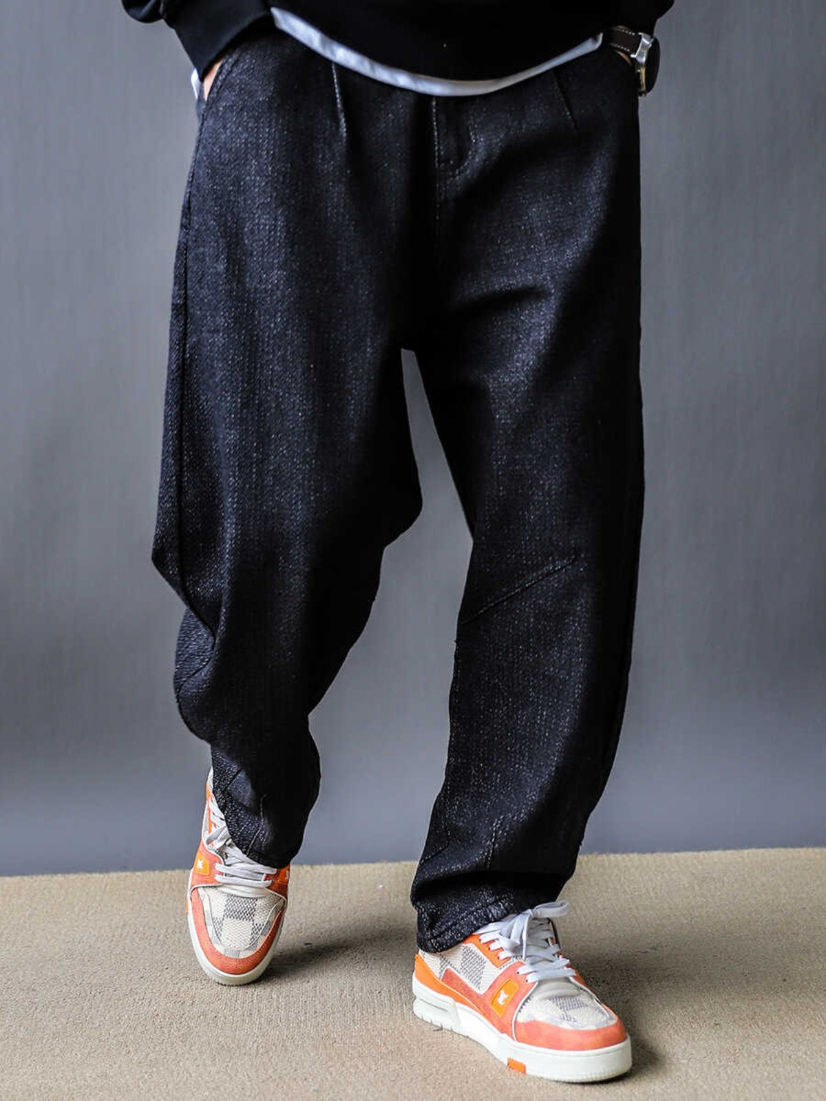Black Jeans Men's 2024 New Spring Thin High Street Loose Fried Street Handsome Straight Leg Casual Long Pants