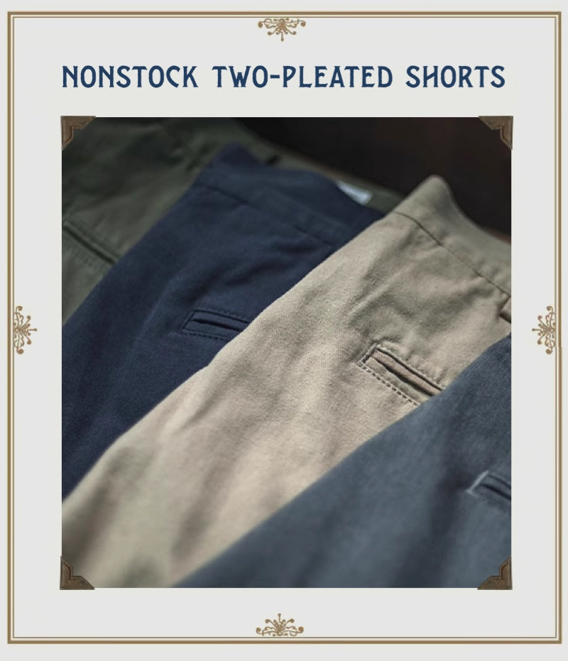 Gentleman's Shorts NonStock Classic Two-Pleated Sandwash Twill Cropped Pants with IVY Hawaiian Effortlessness
