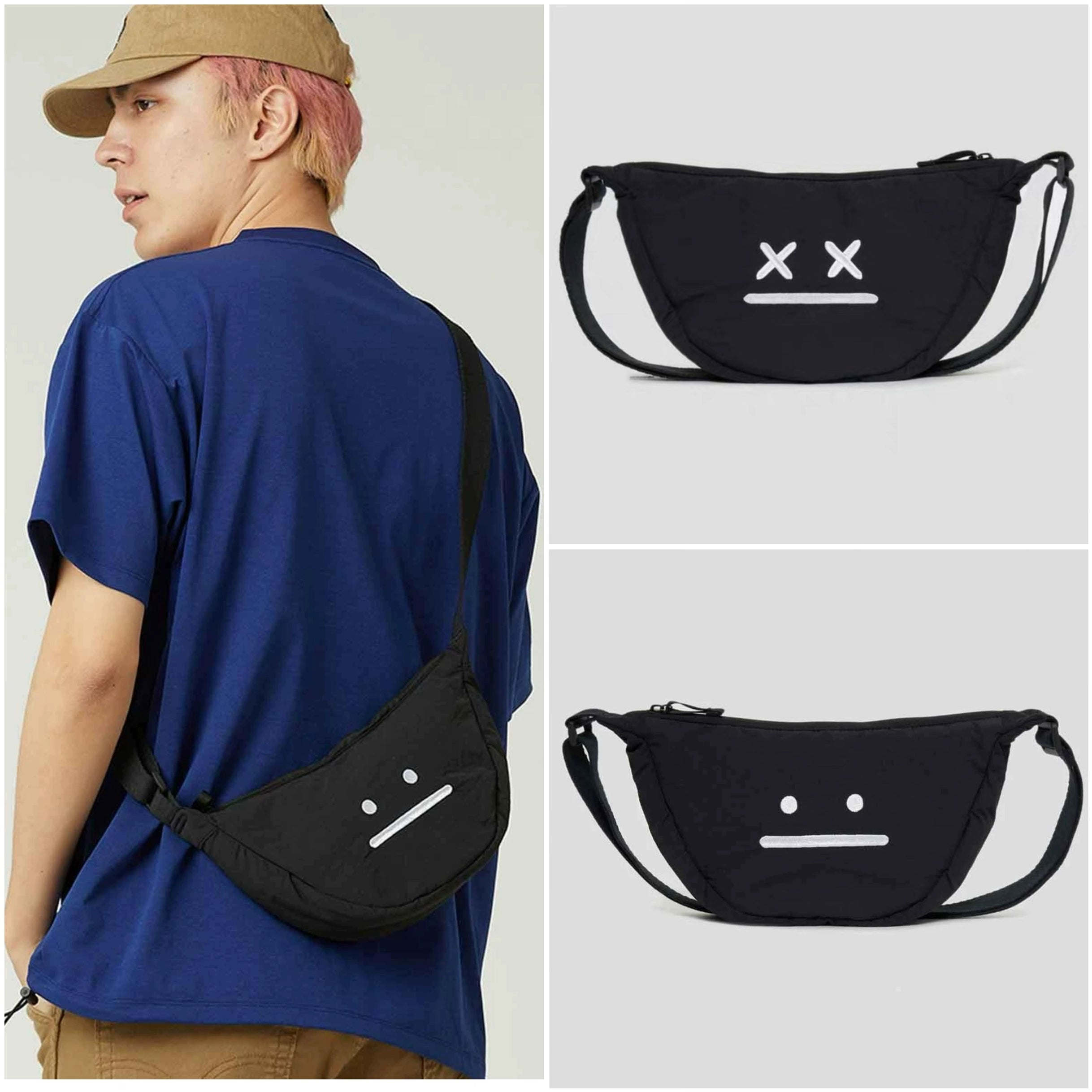 cotton arabesque water ripple cowhide Japanese men's and women's trend crossbody shoulder bag