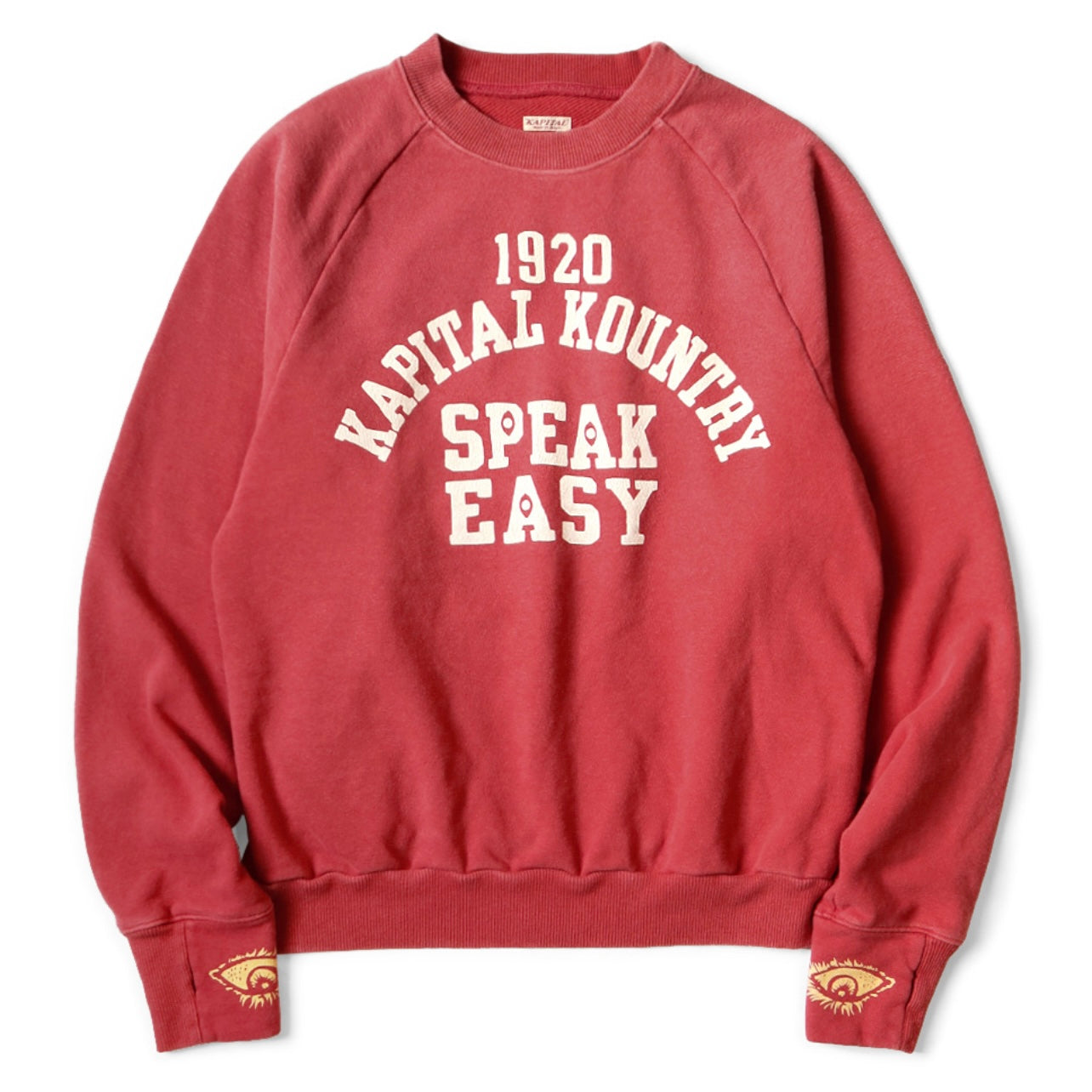 25SS Japanese casual cotton eye print distressed pullover loose crewneck sweatshirt