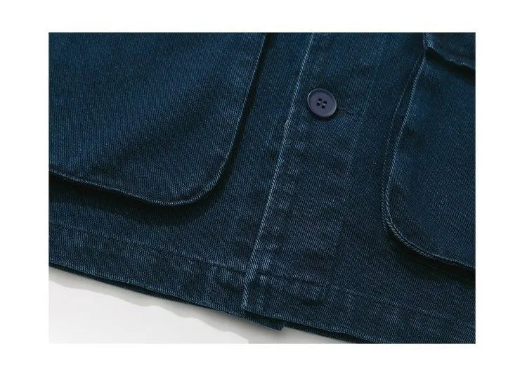 Spring and Autumn Men's Japanese-style Washed Denim Long Sleeve Collarless Trendy Men's Youth | Japanese vintage | yamalin clothes | Yamalinclothes