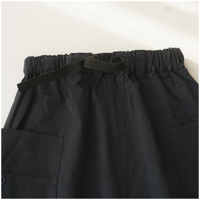 Japanese-Style Patchwork A-Line Skirt – High-Waist Loose Fit with Elegant Elastic Waist