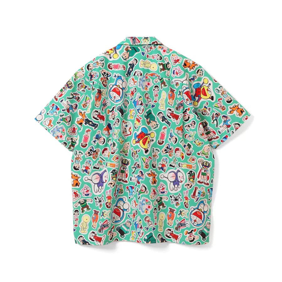 Beams Joint Name Doraemon Summer Limited Commemorative Short Sleeve Shirt Loose Shoulder Cuban Collar Couple Casual
