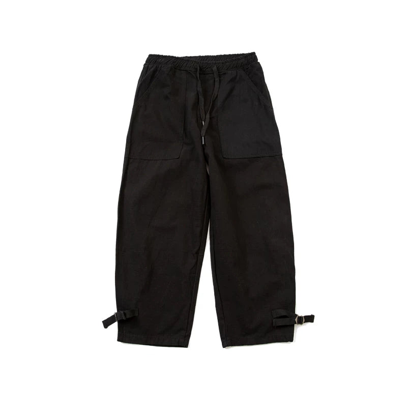 Japanese style men's clothing personality color block stitching elastic waist loose couple men and women slub cotton casual pants trend | Japanese vintage | yamalin clothes | Yamalinclothes