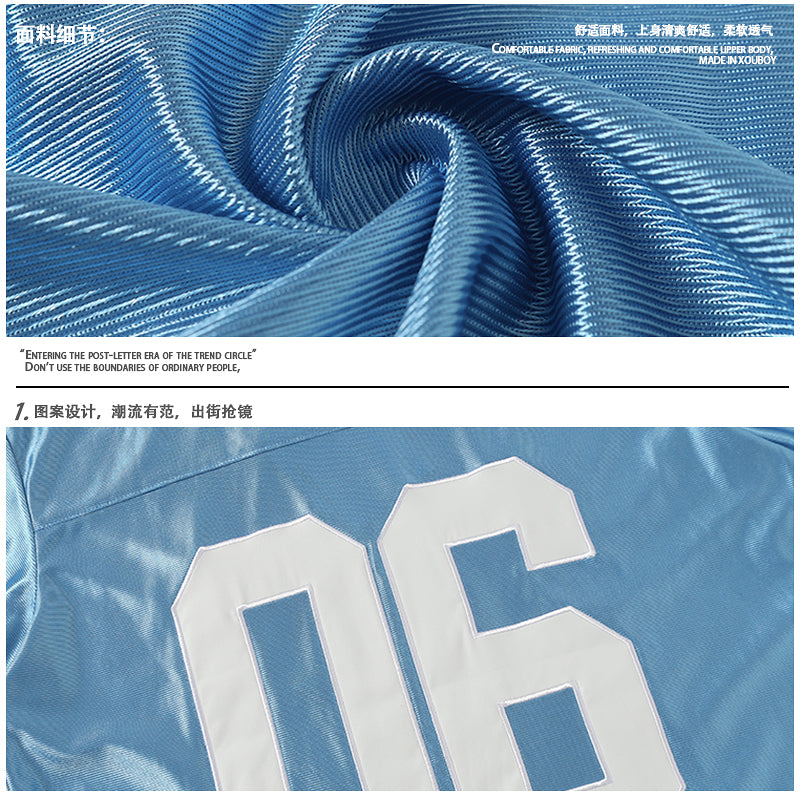 51 Hip-Hop American Retro Football Jersey V-Neck Sports Short Sleeve T-Shirt Unisex Satin Cool Loose Football Top