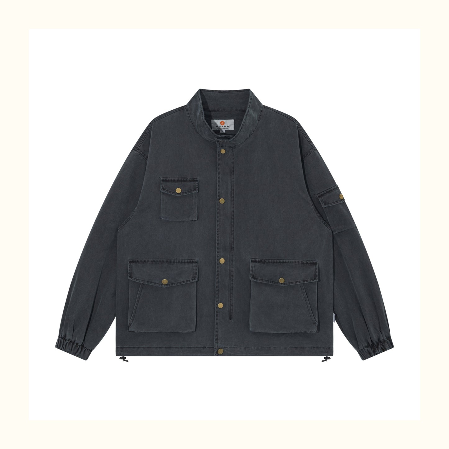 Vintage Washed Multi-Pocket Workwear Jacket – Stand Collar, 2025 Retro Streetwear for Men