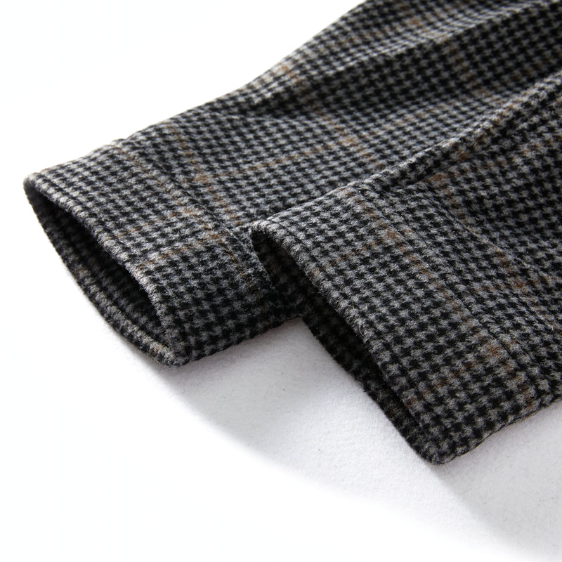 Heavyweight 53% Sheep Wool Houndstooth Lapel Coat – Korean-Style Casual Winter Staple