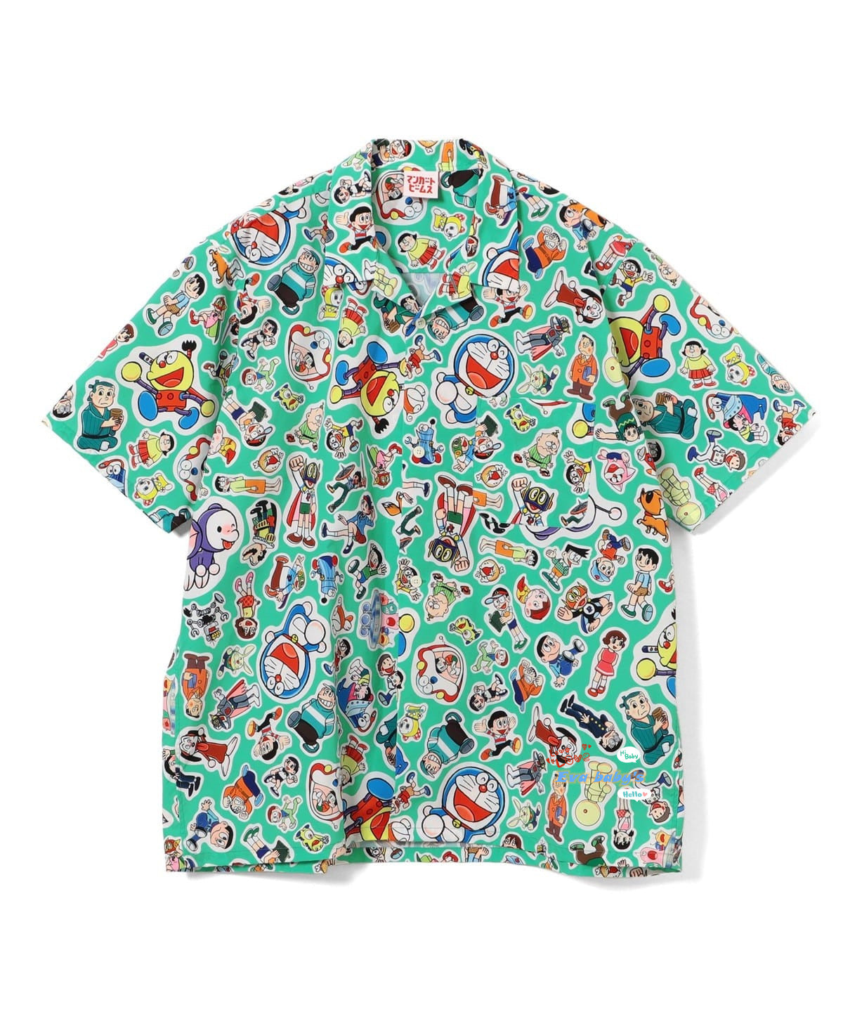 Beams Joint Name Doraemon Summer Limited Commemorative Short Sleeve Shirt Loose Shoulder Cuban Collar Couple Casual