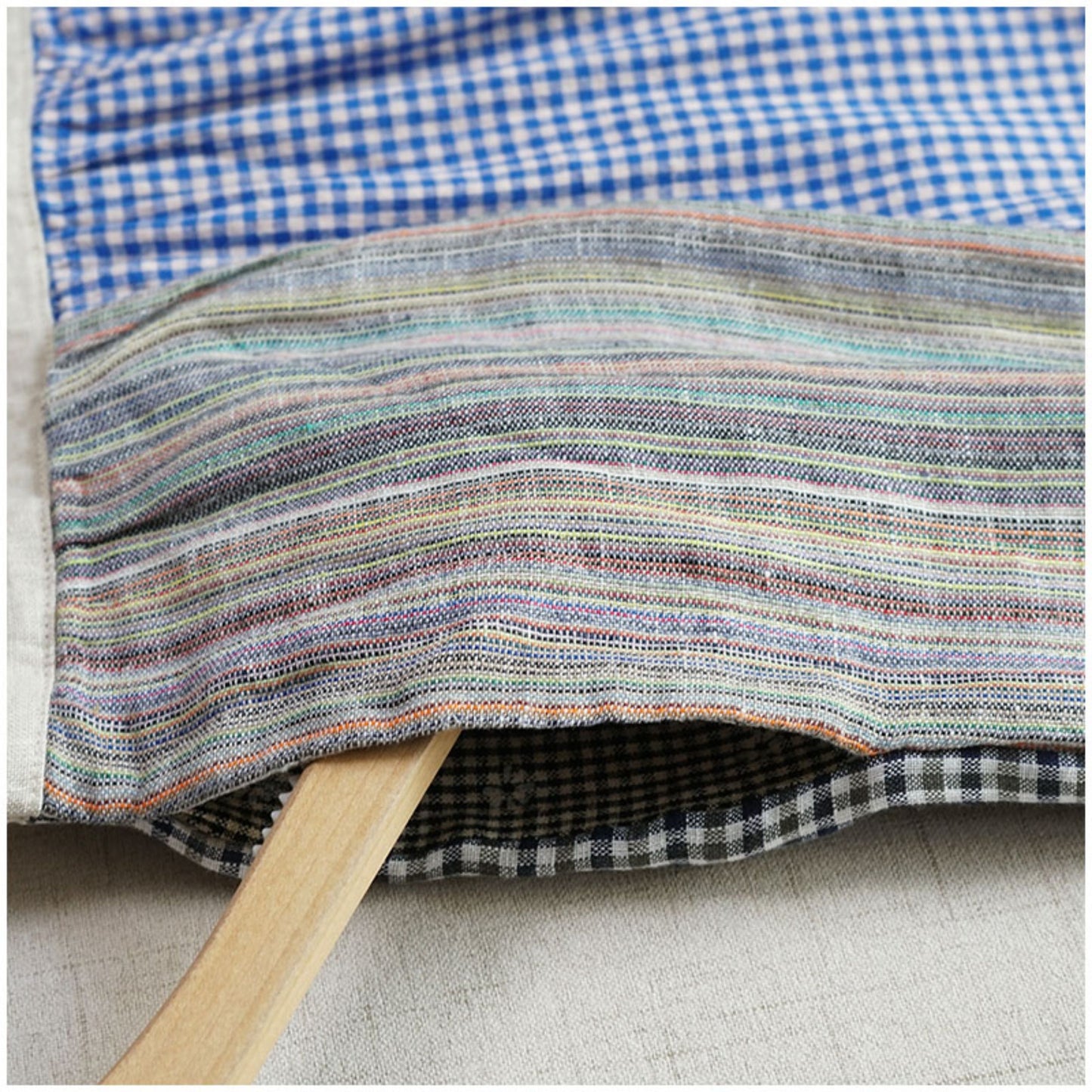 Linen Color-Block Mori Girl Tank Dress – High-Waist, Loose, Round Neck