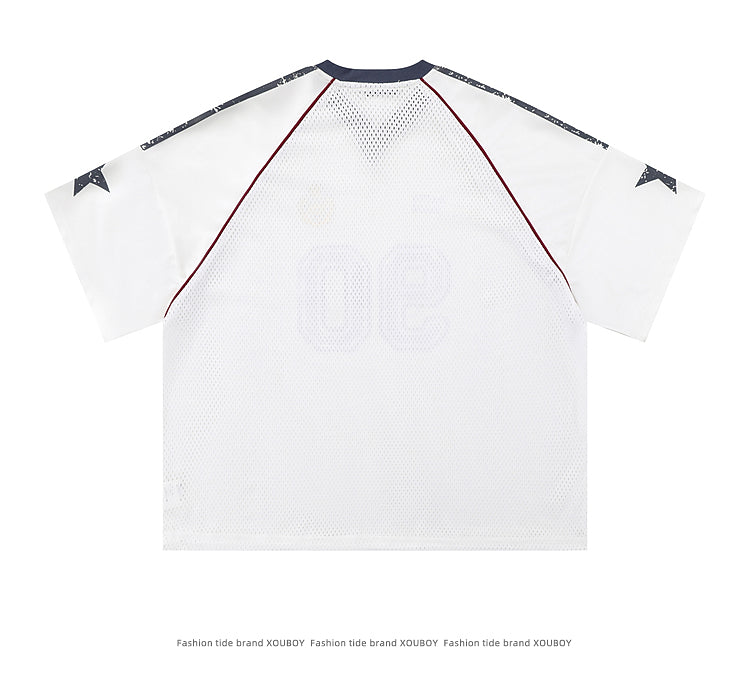 American Street Style T-Shirt for Men and Women 2025 Summer Rugby Jersey Short Sleeve Oversize Loose Casual Top