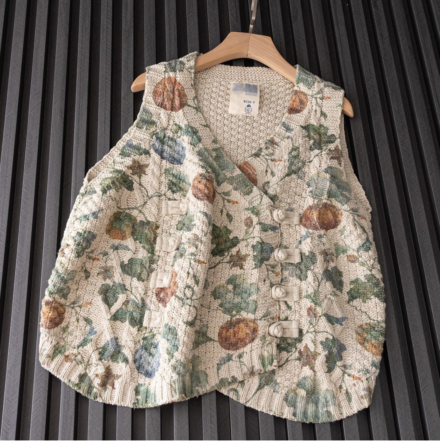 Mori Girl Floral Knitted Sweater Vest – Retro Button Sleeveless Knit
