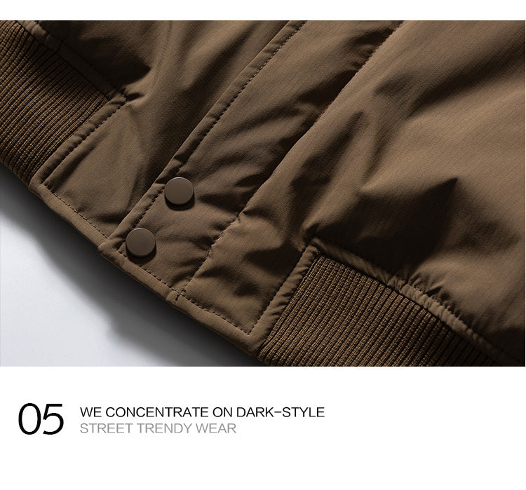 American Retro Basic Stand Collar Workwear Down Jacket for Men Winter Versatile Couple White Duck Down Coat