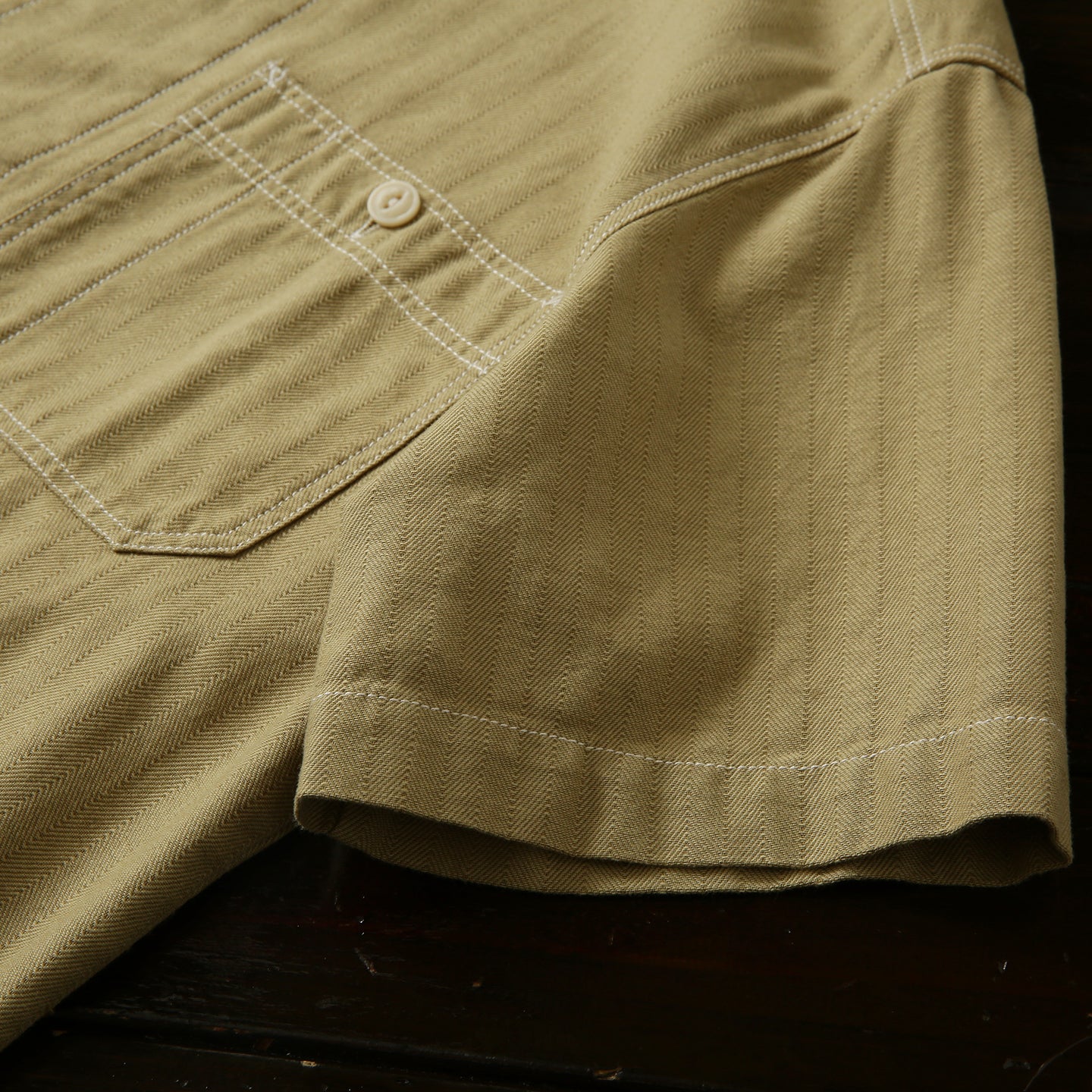 100% Cotton Herringbone Summer Men's Loose Casual Short Sleeve Work Shirt Top