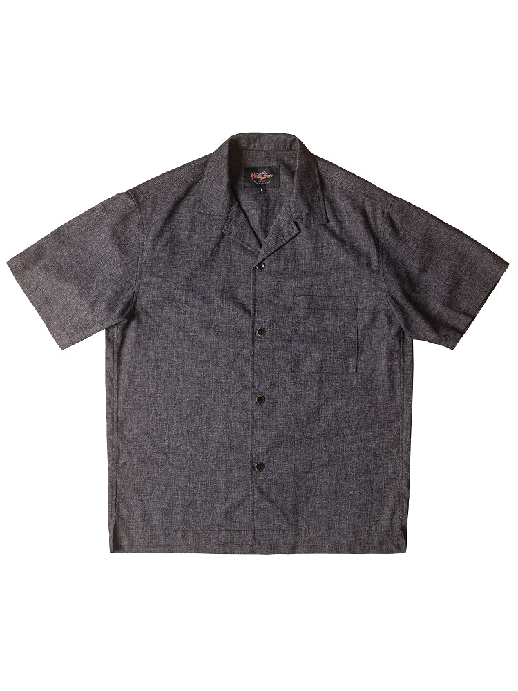 Cuban Collar Short Sleeve Shirt Vintage Loose Hawaiian Shirt Linen Blend Black Gray
