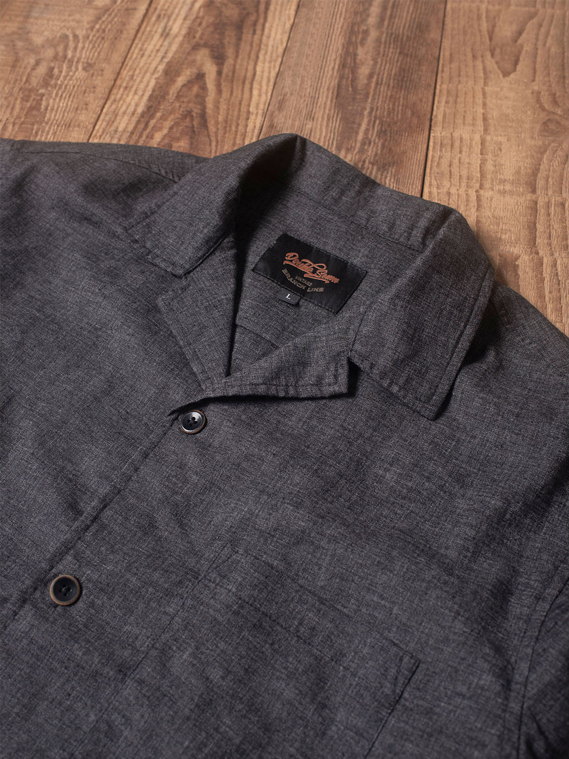 Cuban Collar Short Sleeve Shirt Vintage Loose Hawaiian Shirt Linen Blend Black Gray