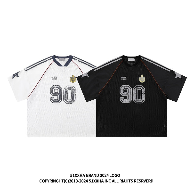 American Street Style T-Shirt for Men and Women 2025 Summer Rugby Jersey Short Sleeve Oversize Loose Casual Top