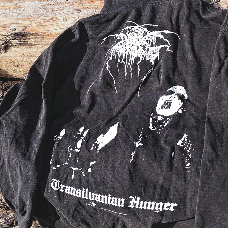 Darkthrone Black Metal Band American Retro Trend Loose Basic Hooded Cardigan Sweatshirt